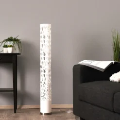 Lámpara de pie Lindby Alisea, 104 cm, blanca, GU10
