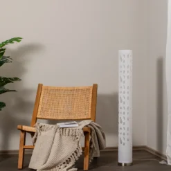 Lámpara de pie Lindby Alisea, 104 cm, blanca, GU10