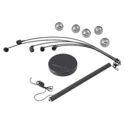 Lámpara de pie Lindby Braccio, gris/negro, cristal, 5 luces, 204,5 cm