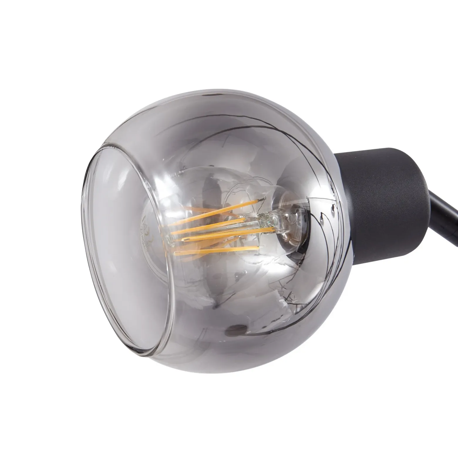 Lámpara de pie Lindby Braccio, gris/negro, cristal, 5 luces, 204,5 cm