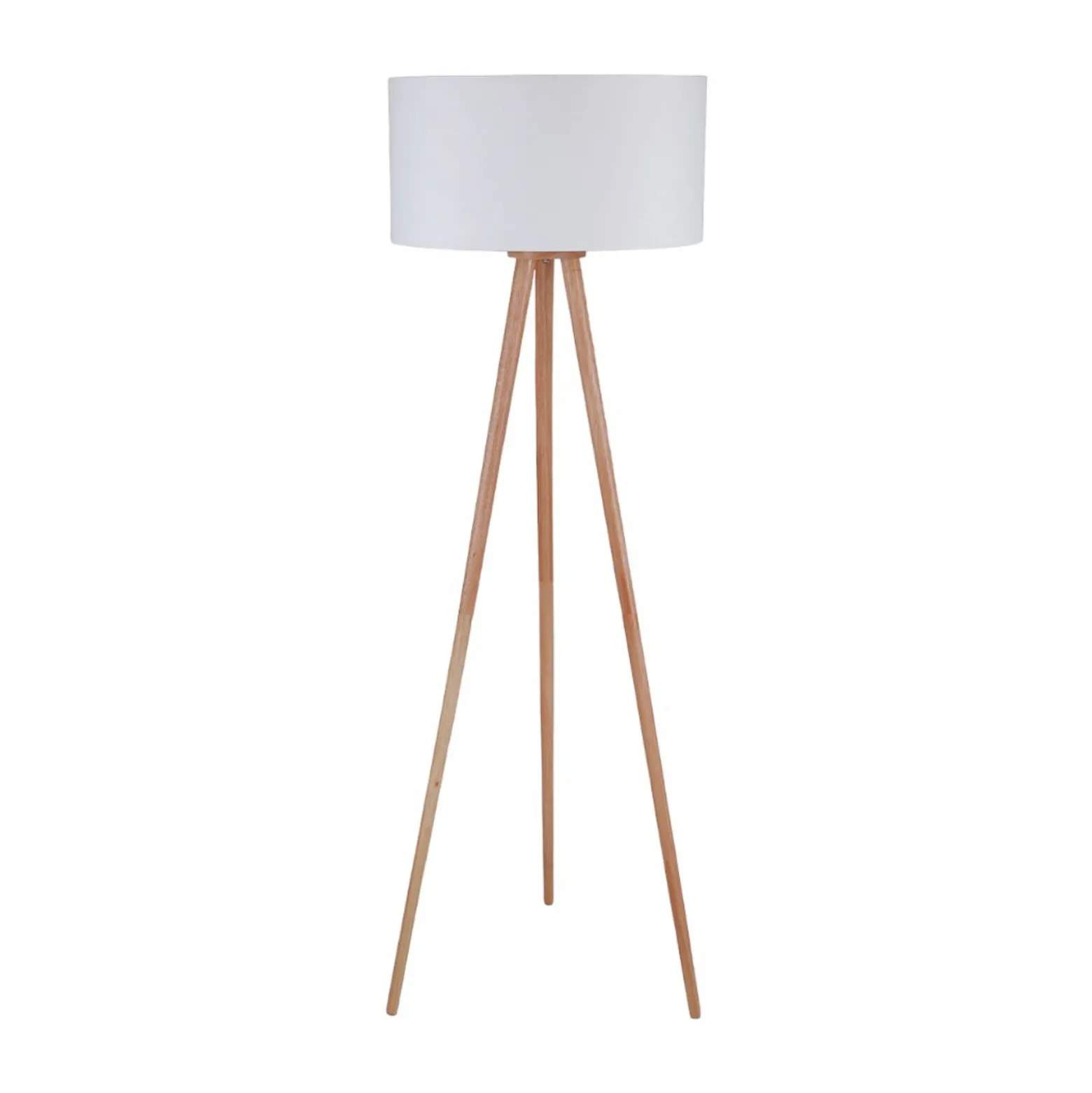 Lámpara de pie Lindby Charlia, blanca, madera, altura 150cm