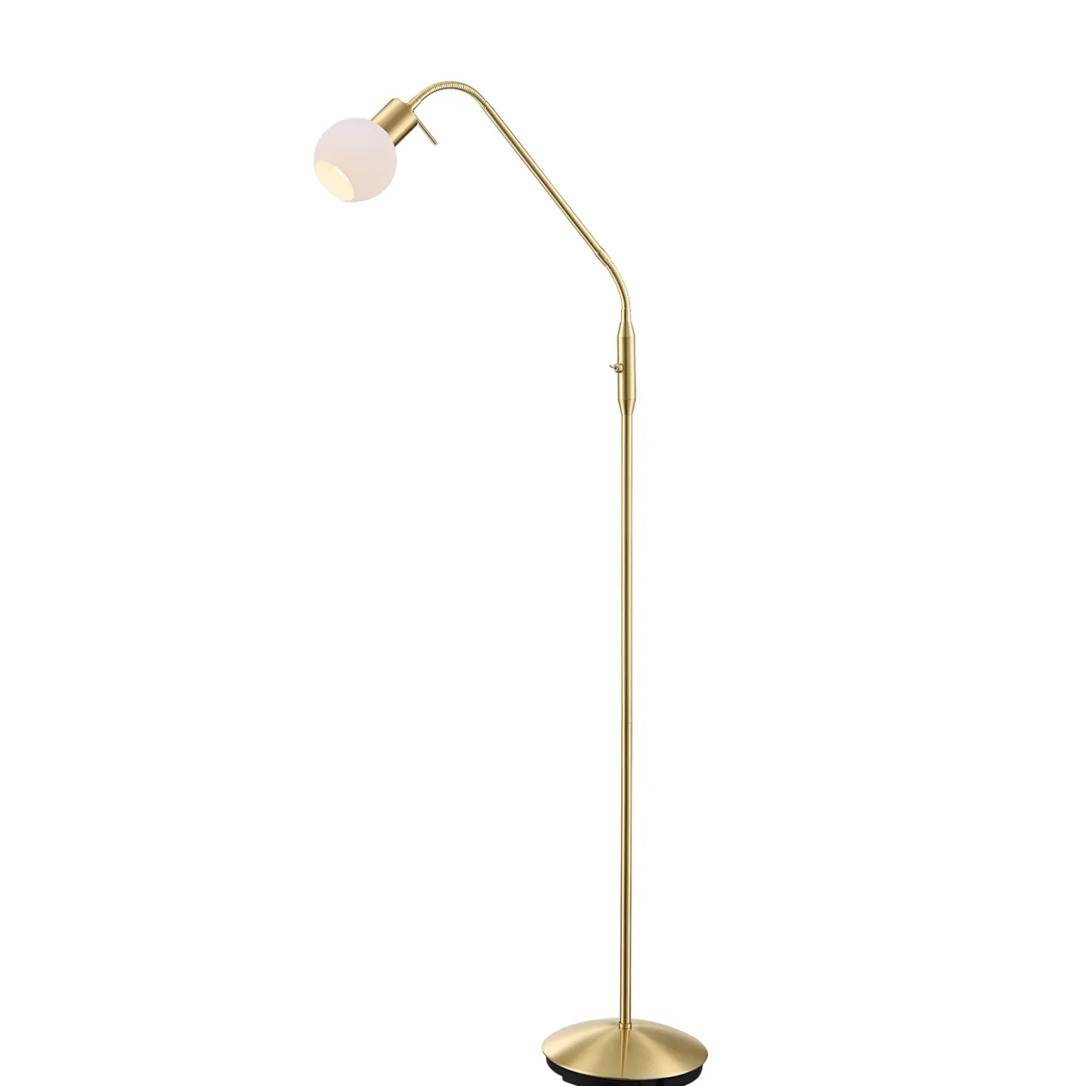 Lámpara de pie Lindby Elaina, color latón, 162cm, flexible, E14