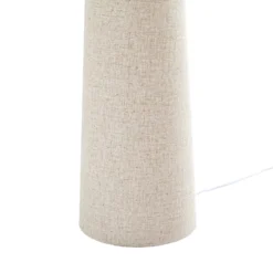 Lámpara de pie Lindby Elfie, altura 124 cm, beige, lino, 2x E27