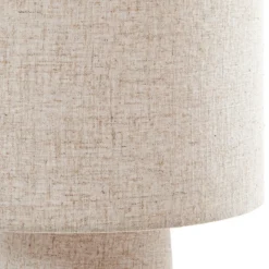 Lámpara de pie Lindby Elfie, altura 124 cm, beige, lino, 2x E27
