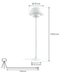 Lámpara de pie Lindby Eryndor, blanca, textil, Ø 47 cm, E27