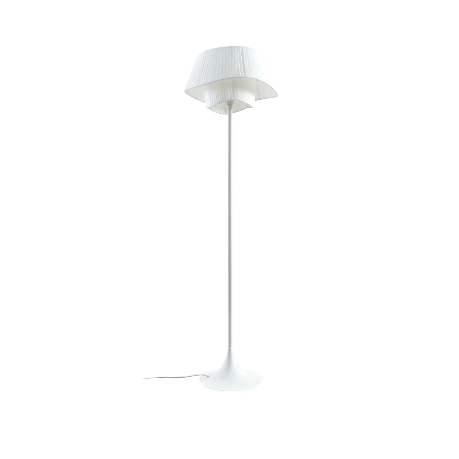 Lámpara de pie Lindby Eryndor, blanca, textil, Ø 47 cm, E27