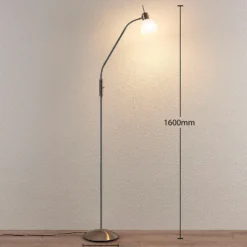 Lámpara de pie Lindby Gwendolin, 160 cm, cristal, E14, regulable