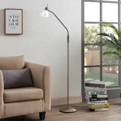 Lámpara de pie Lindby Gwendolin, 160 cm, cristal, E14, regulable