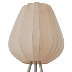 Lámpara de pie Lindby Helin, beige, textil, trípode, 144 cm, E27
