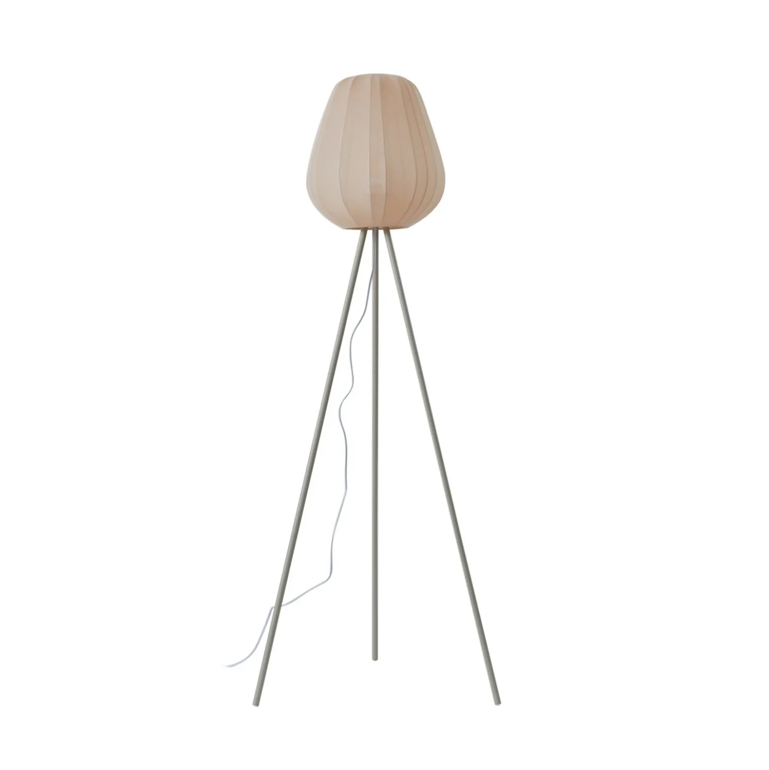 Lámpara de pie Lindby Helin, beige, textil, trípode, 144 cm, E27