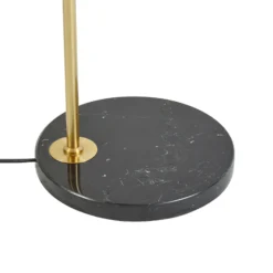 Lámpara de pie Lindby Hillary, negro/oro, mármol, 153cm