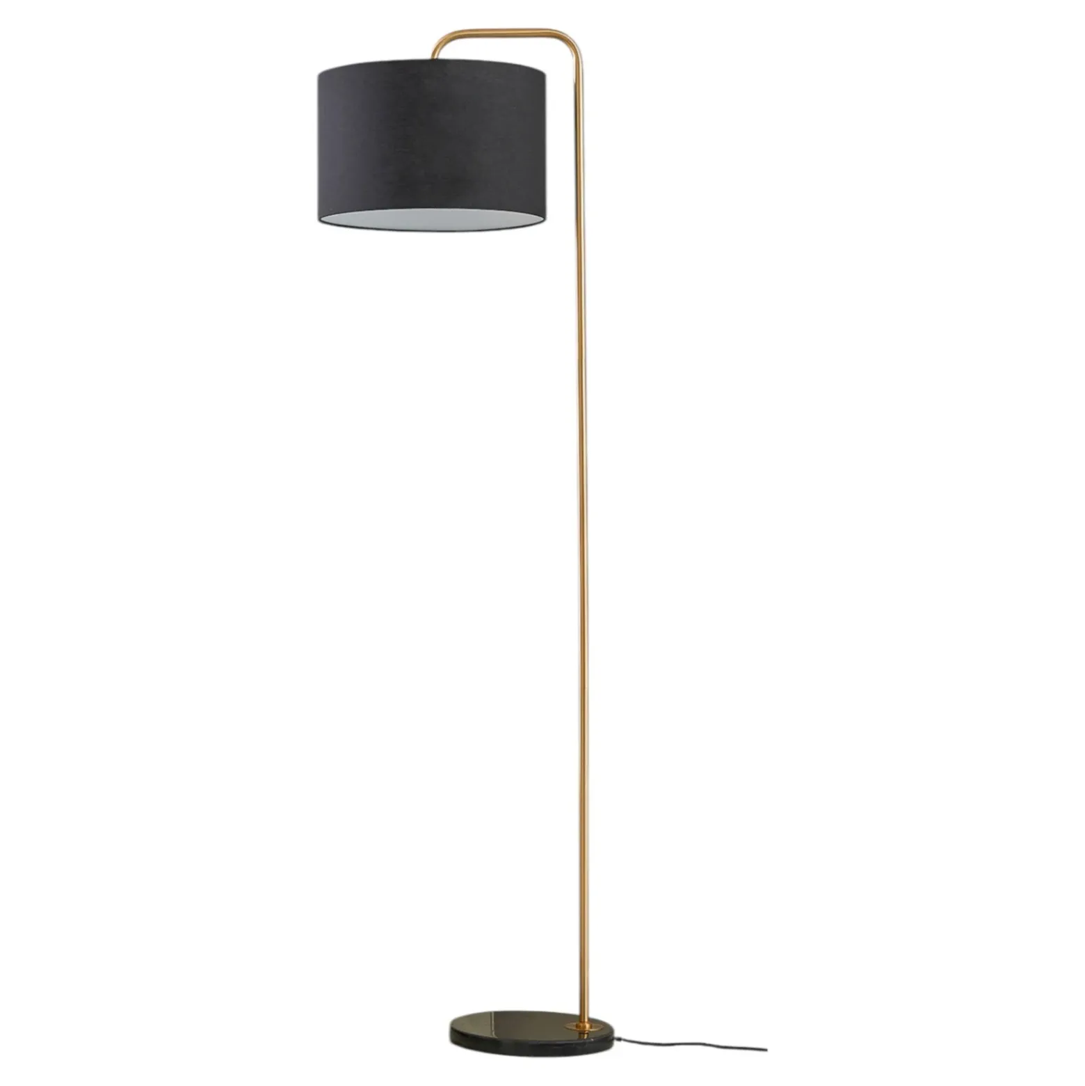 Lámpara de pie Lindby Hillary, negro/oro, mármol, 153cm