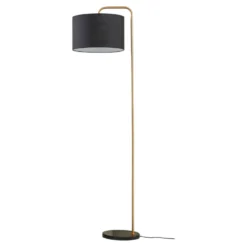 Lámpara de pie Lindby Hillary, negro/oro, mármol, 153cm