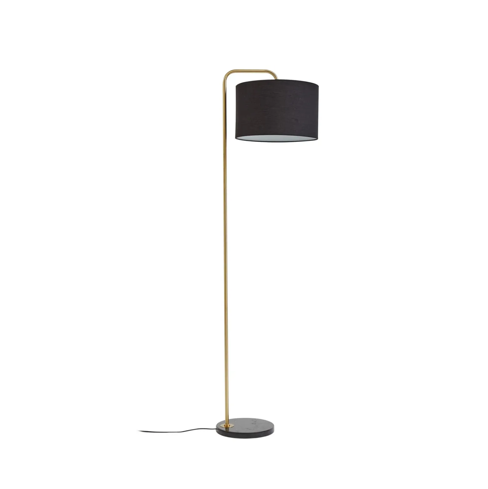 Lámpara de pie Lindby Hillary, negro/oro, mármol, 153cm