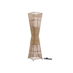 Lámpara de pie Lindby Jacinto, bambú, cáñamo, altura 130 cm