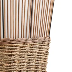 Lámpara de pie Lindby Jacinto, bambú, cáñamo, altura 130 cm