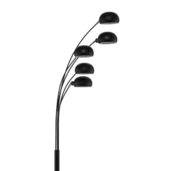 Lámpara de pie Lindby Jewa, negra, metal, 5 luces, E14