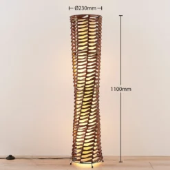 Lámpara de pie Lindby Joas, 110 cm, papel, textil, marrón