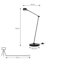 Lámpara de pie Lindby Jyla, 88 cm, negro mate, GX53, flexible