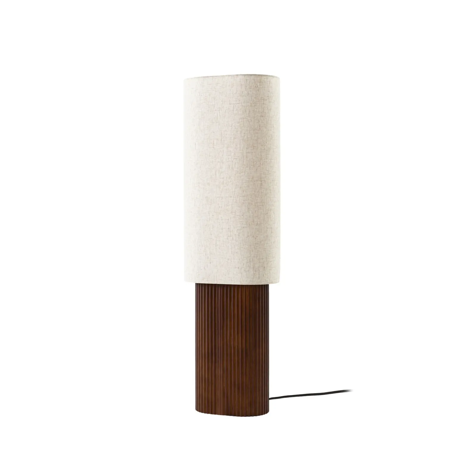 Lámpara de pie Lindby Kimiko, altura 100 cm, madera de nogal, tela