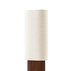 Lámpara de pie Lindby Kimiko, altura 100 cm, madera de nogal, tela