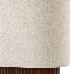 Lámpara de pie Lindby Kimiko, altura 100 cm, madera de nogal, tela