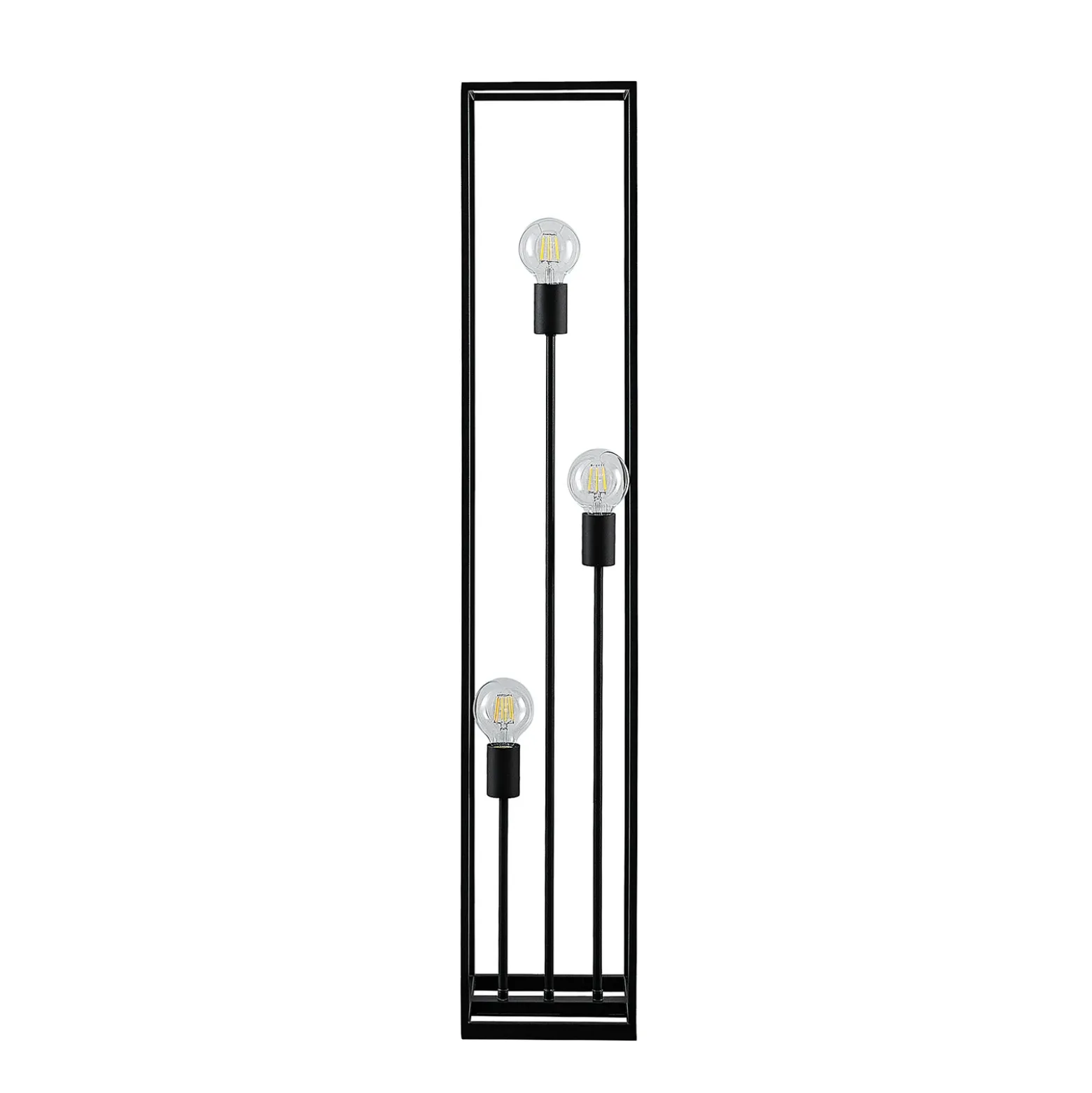 Lámpara de pie Lindby Krisha, negra, metal, 3 luces, E27