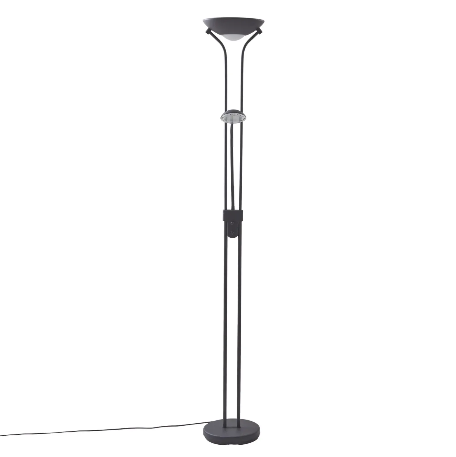 Lámpara de pie Lindby LED Josefin, negra, brazo de lectura LED, atenuable