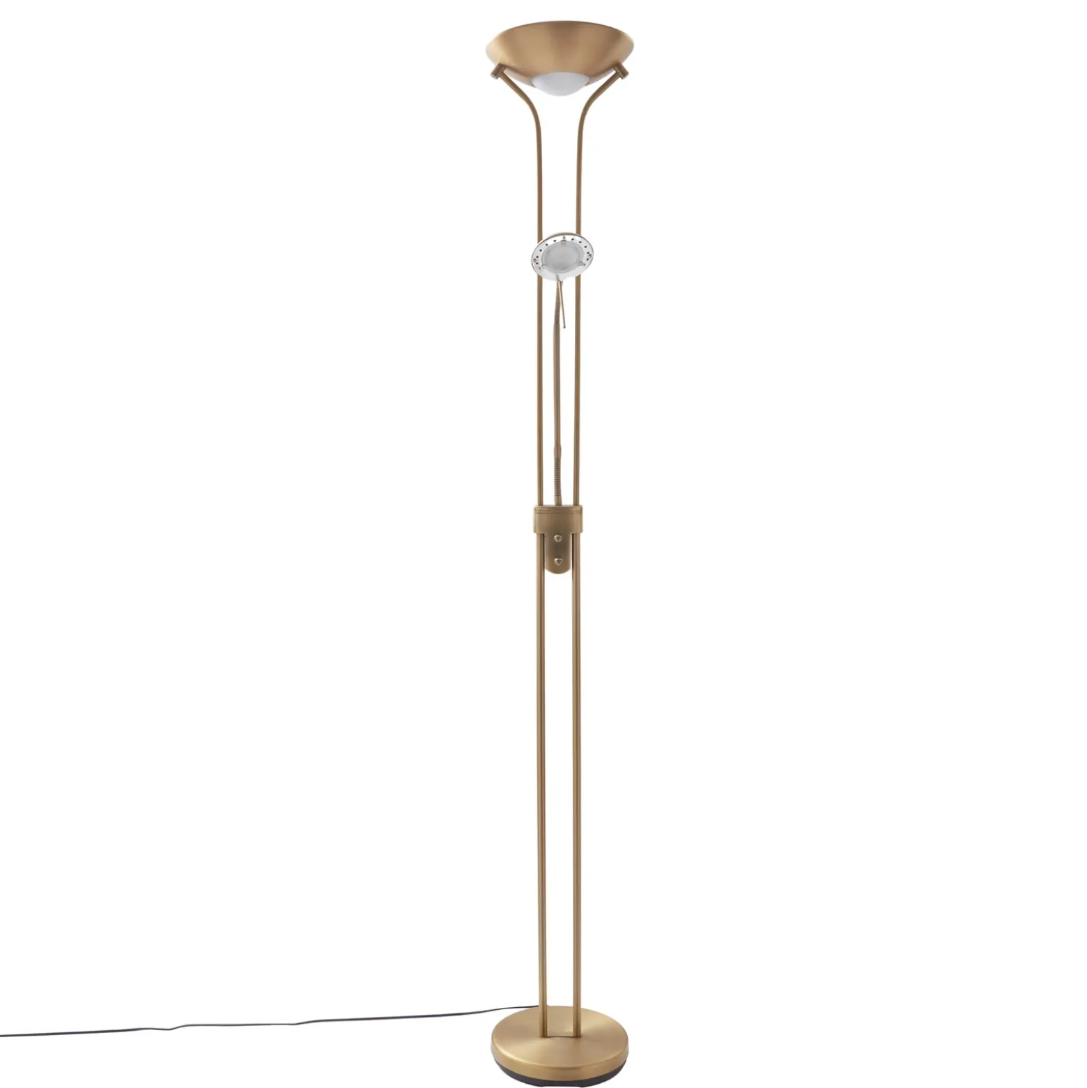 Lámpara de pie Lindby LED Josefin, bronce, brazo de lectura LED, atenuable