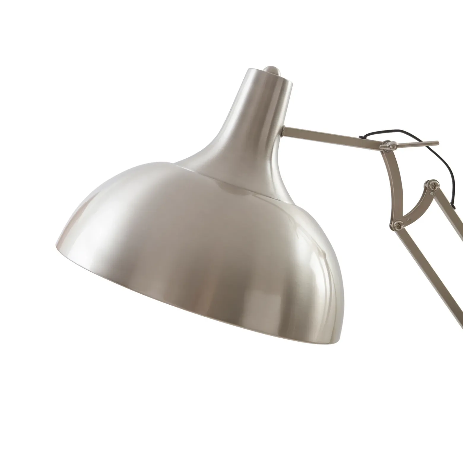 Lámpara de pie Lindby Leia, plata, metal, 180cm, giratoria, E27