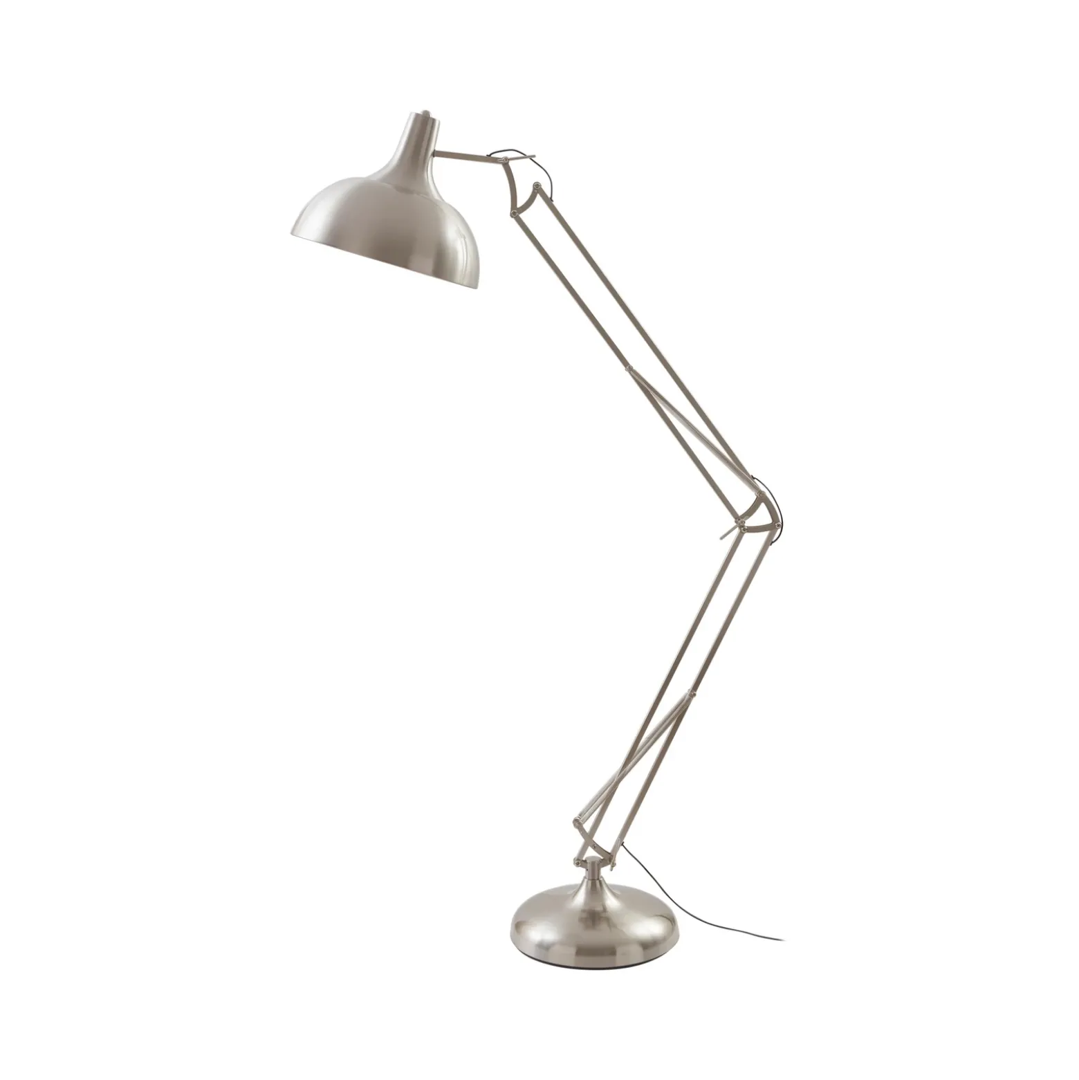 Lámpara de pie Lindby Leia, plata, metal, 180cm, giratoria, E27