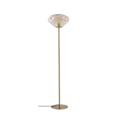 Lámpara de pie Lindby Lelia, ámbar, cristal, metal, 150 cm