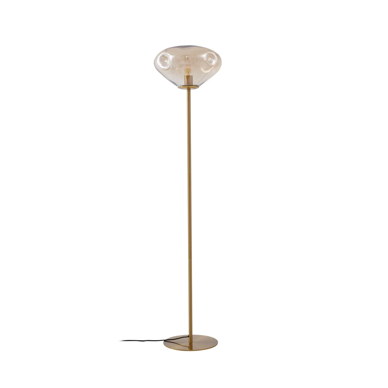 Lámpara de pie Lindby Lelia, ámbar, cristal, metal, 150 cm