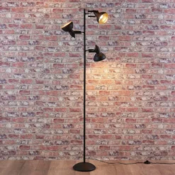 Lámpara de pie Lindby Lilly, negra, metal, 170cm, E14