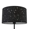 Lámpara de pie Lindby Melanie, negra, tela, Ø 36 cm, 2 luces.
