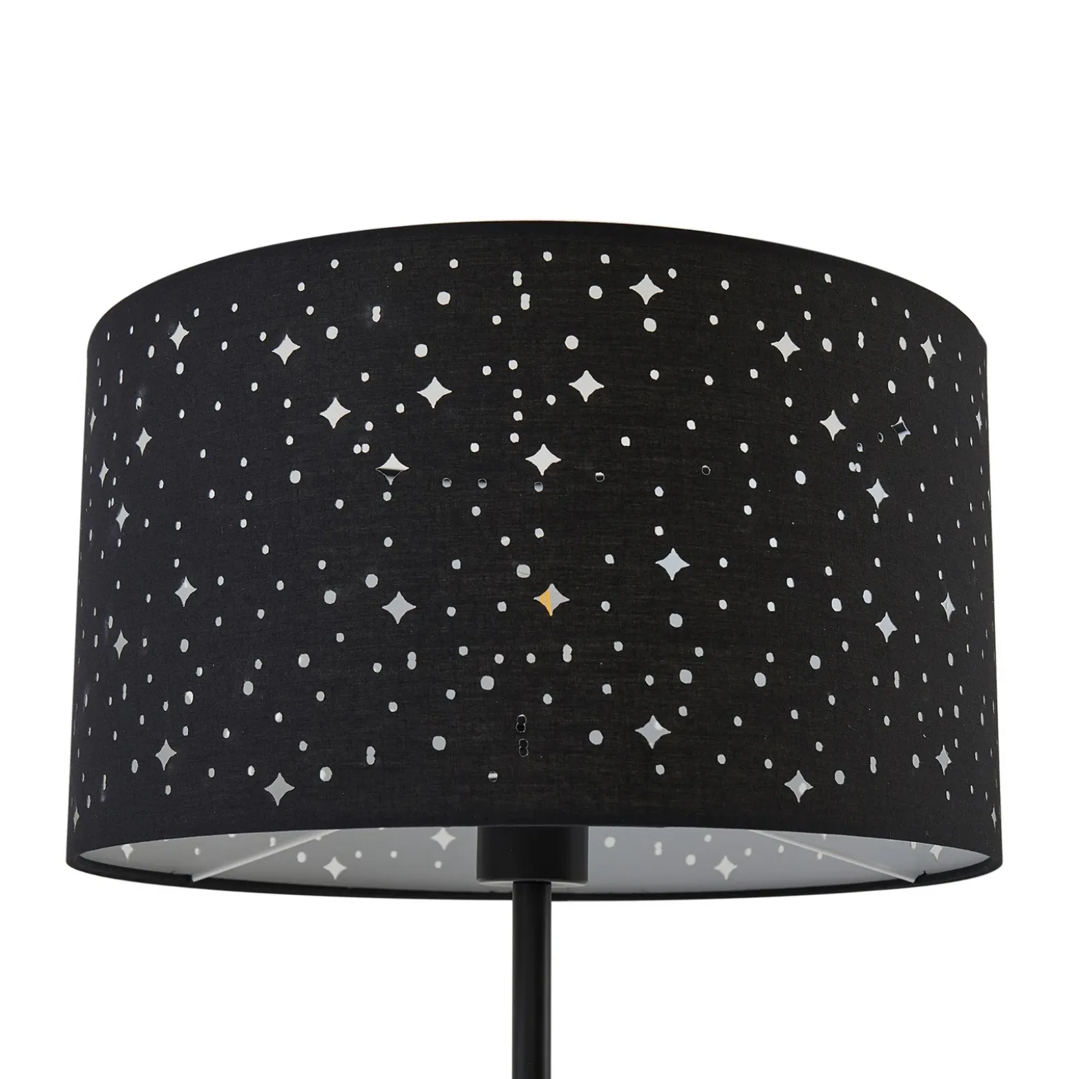 Lámpara de pie Lindby Melanie, negra, tela, Ø 36 cm, 2 luces.