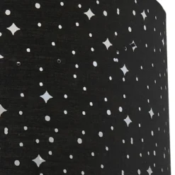 Lámpara de pie Lindby Melanie, negra, tela, Ø 36 cm, 2 luces.