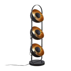 Lámpara de pie Lindby Muriel, 3 luces, negro/oro, metal