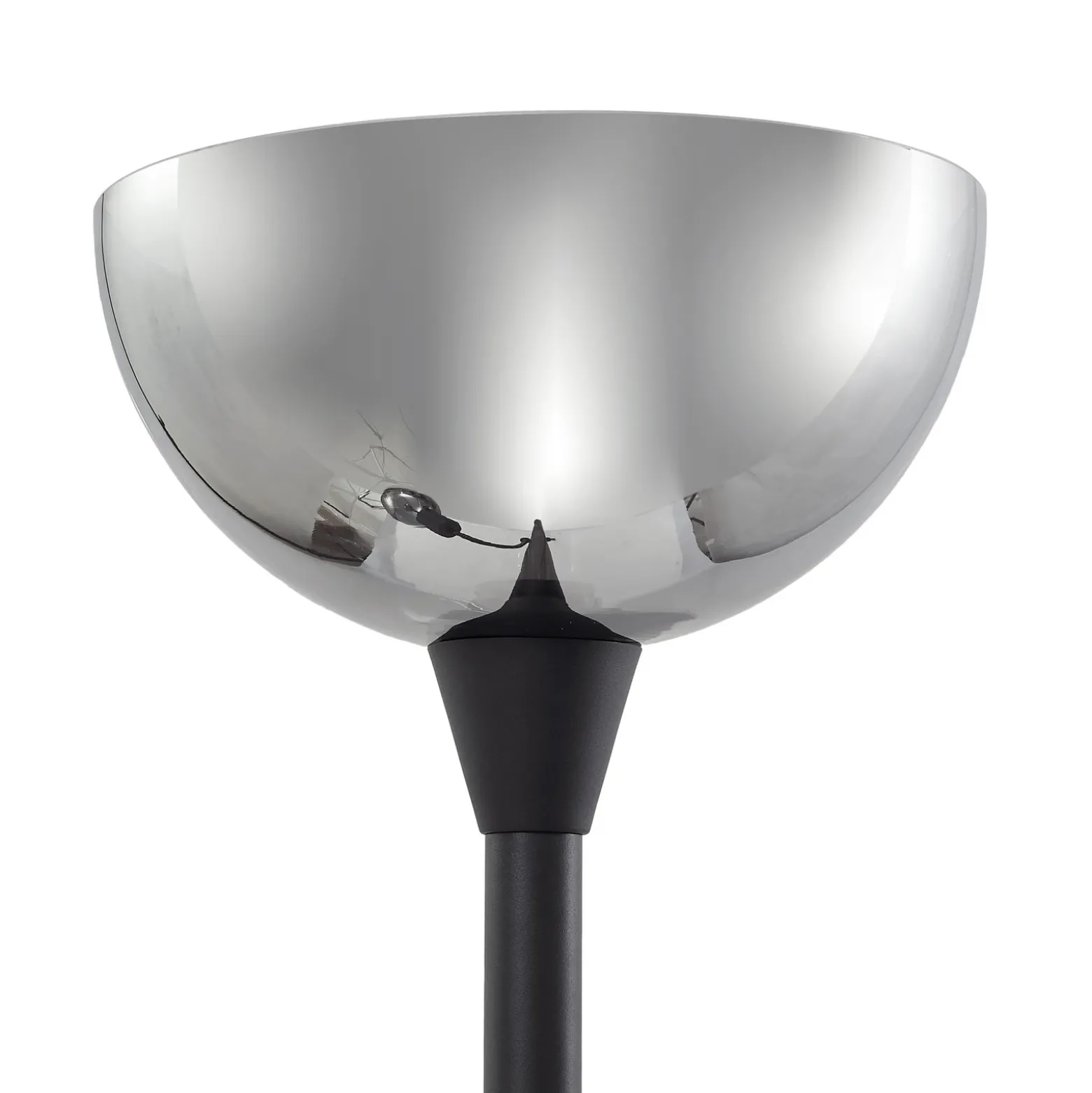 Lámpara de pie Lindby Nehemia, negra, cristal, brazo de lectura, 185 cm