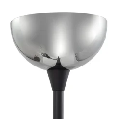 Lámpara de pie Lindby Nehemia, negra, cristal, brazo de lectura, 185 cm