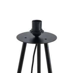 Lámpara de pie Lindby Nerys, negra, bambú, Ø 31,5 cm, trípode
