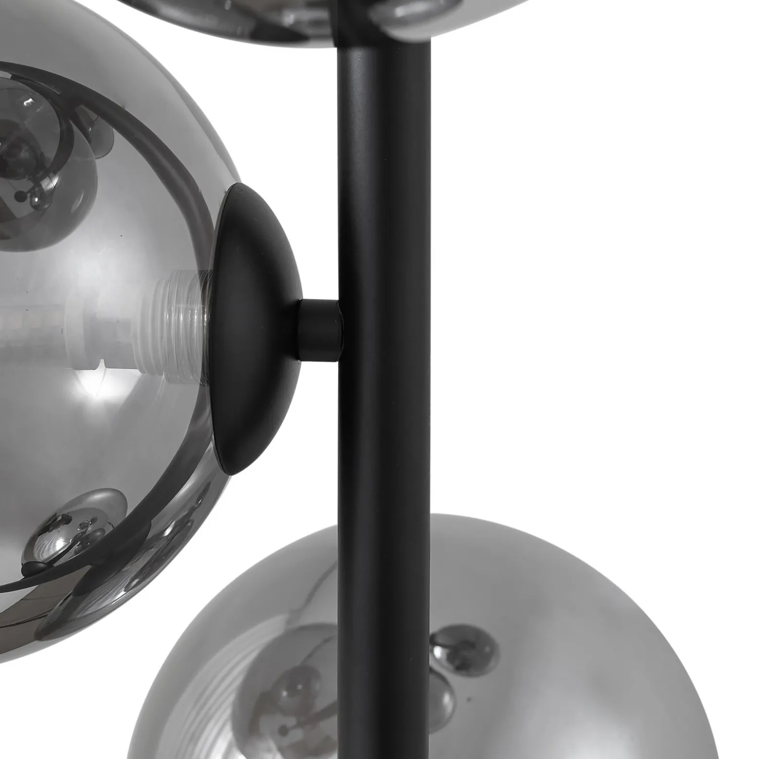 Lámpara de pie Lindby Orbelia, negra, 5 luces, cristal