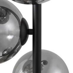 Lámpara de pie Lindby Orbelia, negra, 5 luces, cristal