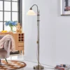 Lámpara de pie Lindby Otis, latón antiguo, cristal, 170 cm, E27