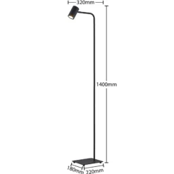 Lámpara de pie Lindby Sanad, altura 140 cm, negro, metal, GU10