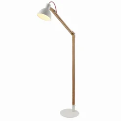 Lámpara de pie Lindby Shivanja, madera, regulable, 146 cm, E27