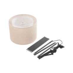 Lámpara de pie Lindby Soula, Ø 40 cm, beige, plástico, E27