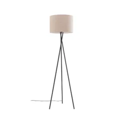 Lámpara de pie Lindby Soula, Ø 40 cm, beige, plástico, E27