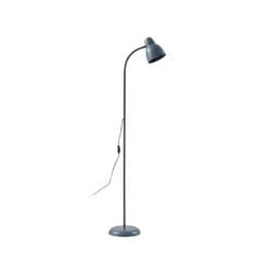 Lámpara de pie Lindby Tebbi, gris, metal, altura 150 cm