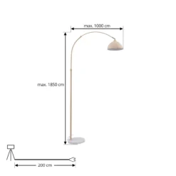 Lámpara de pie Lindby Tonka, beige, metal/mármol, 185 cm, E27